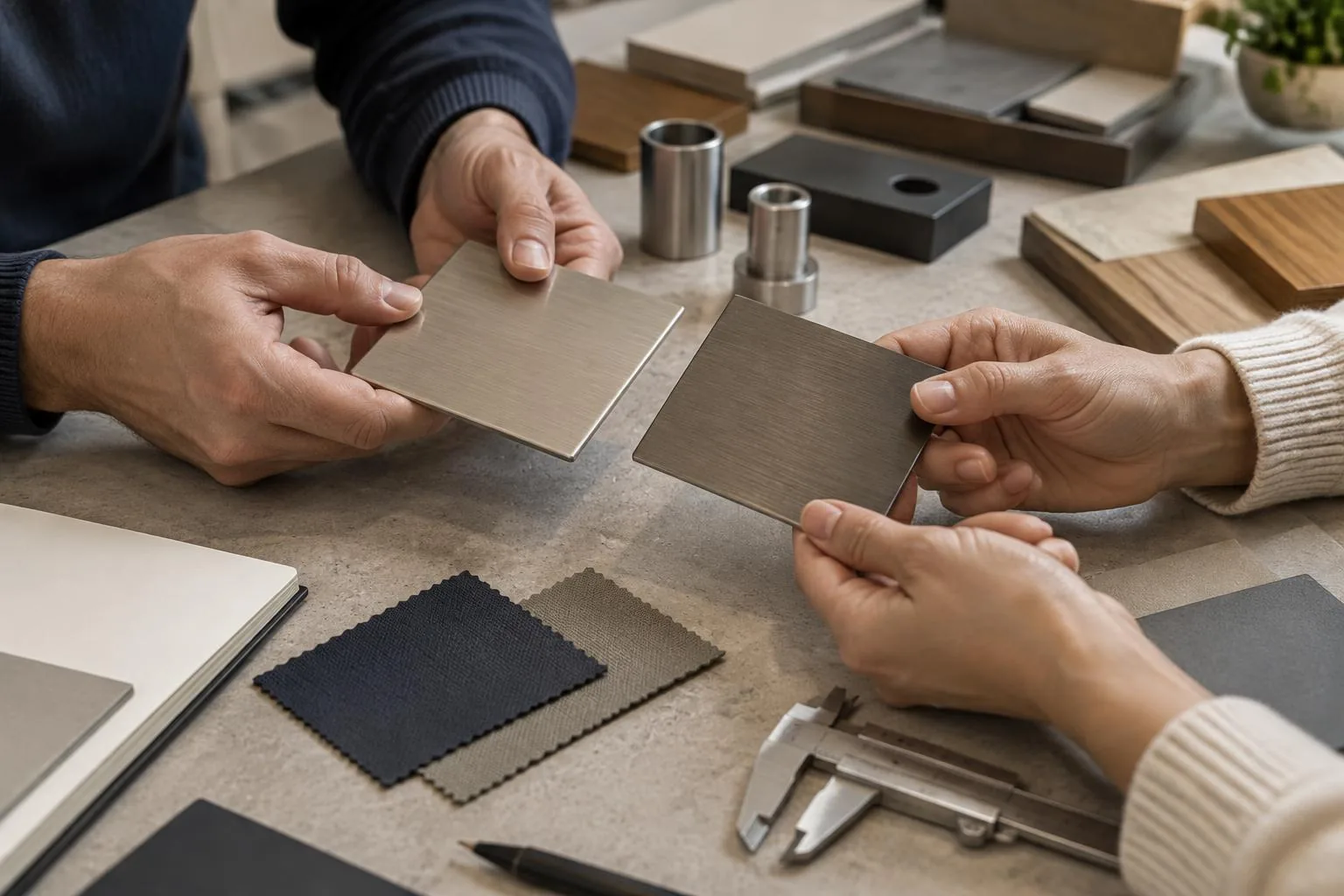 Joint review of two product finishes before selecting an option